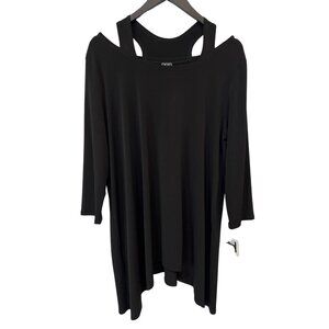 Clara Sun Woo Tunic Size XL Black Asymmetric Hem Cutout Neckline Lagenlook Artsy